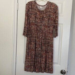J. Jill Brown Multicolor Long Sleeve Dress